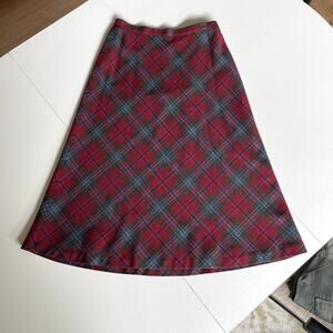 Vintage Pendleton Wool Plaid Skirt Red Blue Green Size 29" Waist